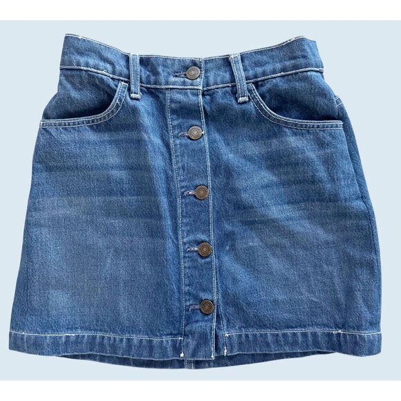 REFORMATION Jeans Alison Front Button Denim Mini Skirt Size 26 / 2 - Picture 3 of 8